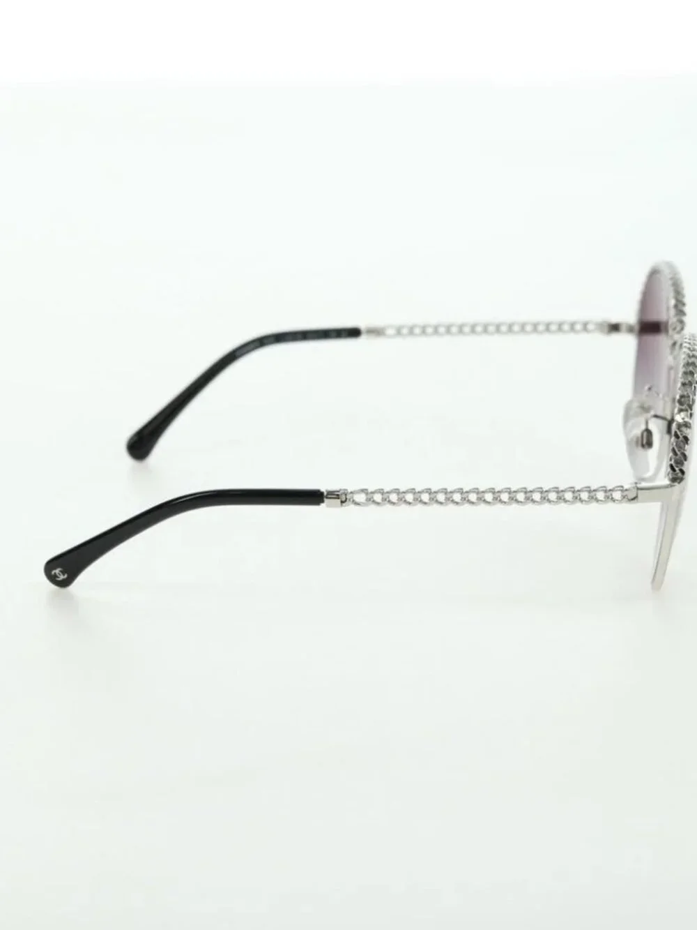 CHANEL Sunglasses metal Silver tone 4242 CC Auth 177100V